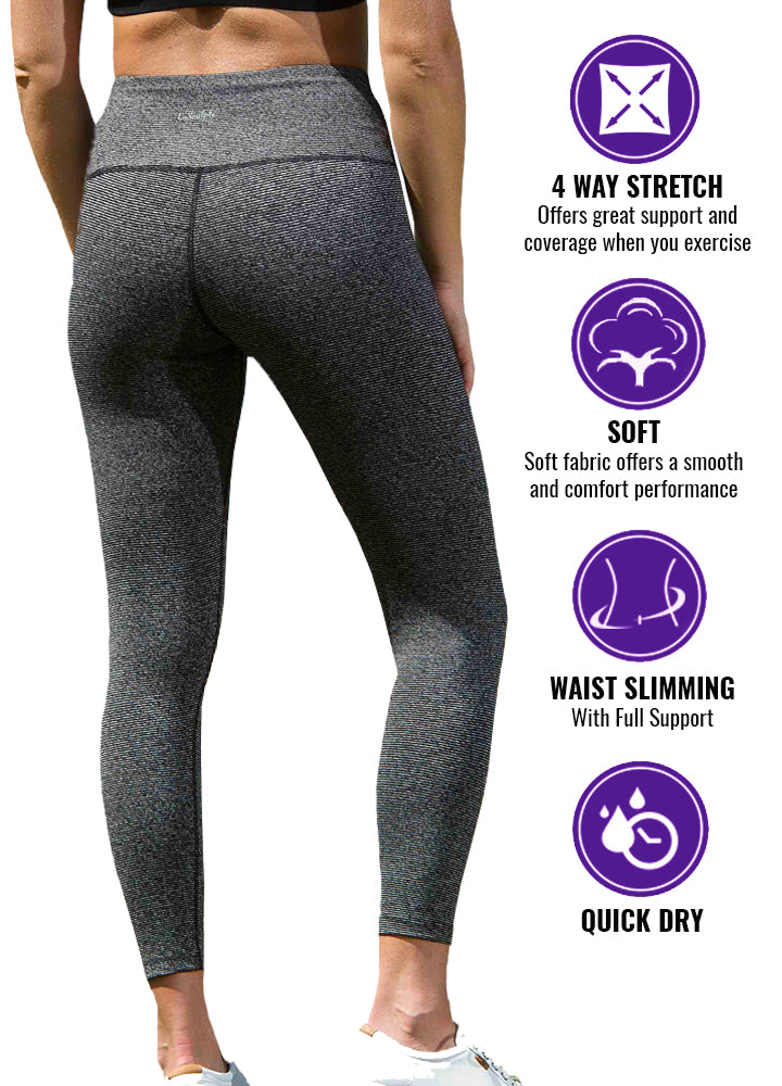 Full Length High Waisted leggings Fine Stripe Brushed