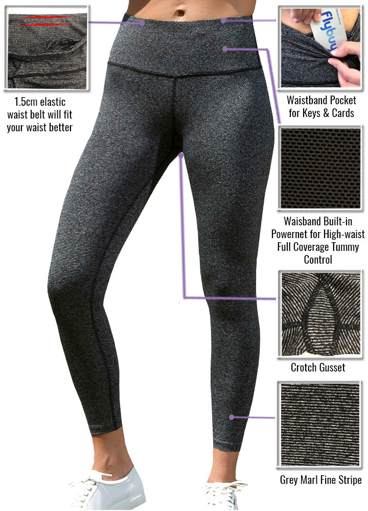 Full Length High Waisted leggings Fine Stripe Brushed