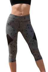 Printed Crop Legging with Mesh Panel