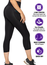 Sustainable Activewear 3/4 Length High Waisted leggings with Pockets