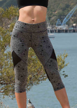 Printed Crop Legging with Mesh Panel-0
