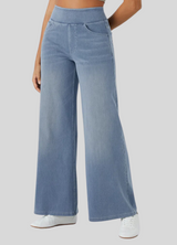 Ultra Stretchy Wide Leg Jeans- Denim Blue