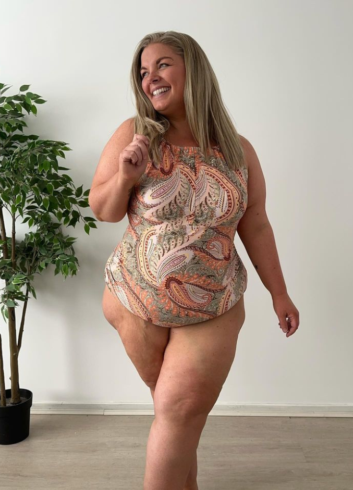 Paisley High Neck Keyhole One Piece
