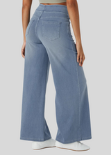 Ultra Stretchy Wide Leg Jeans- Denim Blue