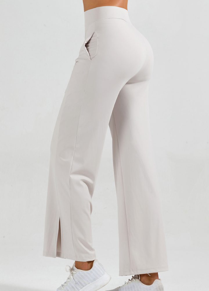 White Active Set — Wide-Leg Pants + Strappy Sports Bra