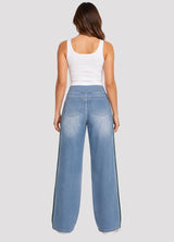 Ultra Stretch Wide Leg Jeans with Side Stripe