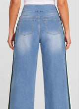 Ultra Stretch Wide Leg Jeans with Side Stripe