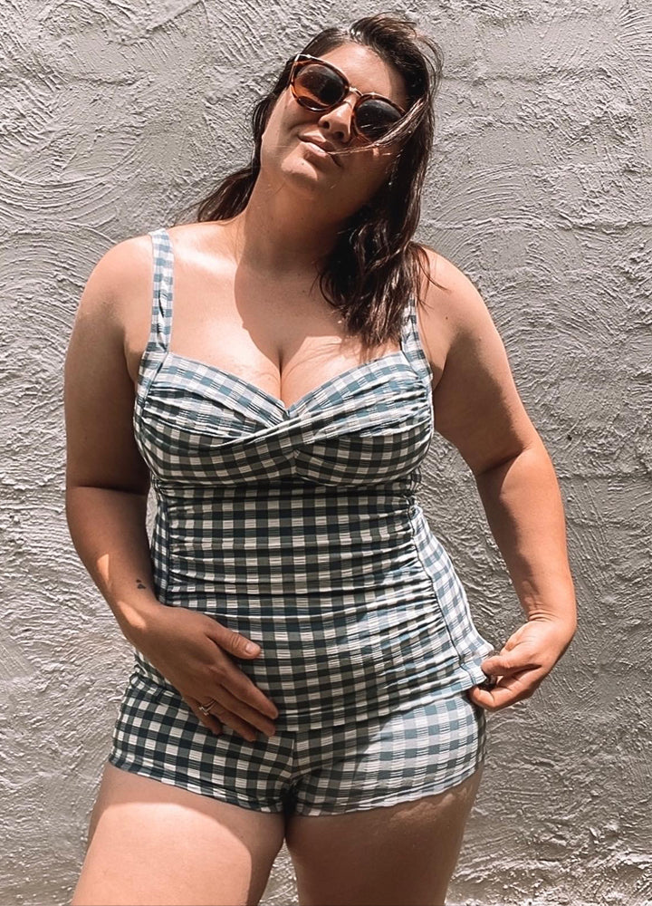 Gingham Tankini Top Denim – lasculpte