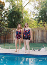 LaSculpte chlorine resistant Tankini Top Tiered swimsuit in Midnight Bloom, size 10 and 14 #color_Midnight Bloom