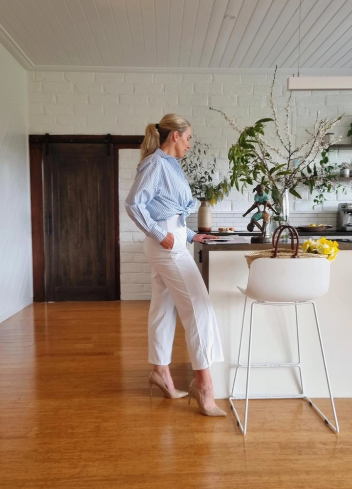 White Active Set — Wide-Leg Pants + Strappy Sports Bra