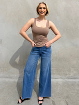Everyday Casual - Ultra Stretchy Wide Leg Jeans + Second Skin Tank